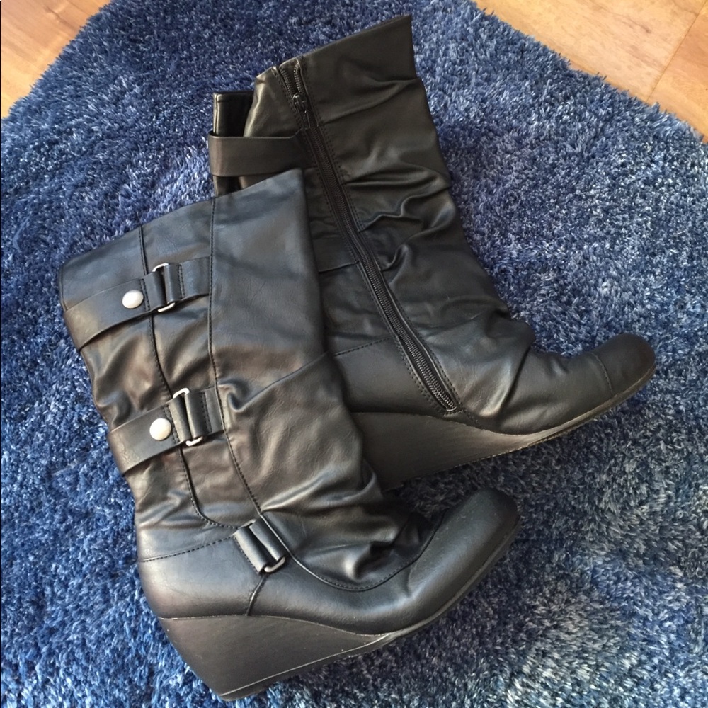 Wedge Moto Boots